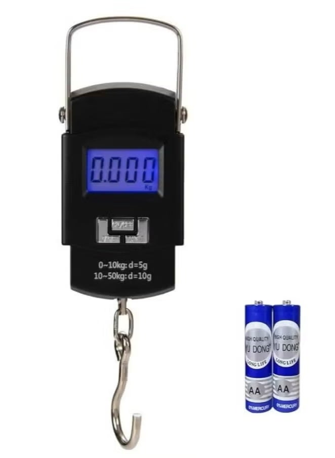 ميزان تعليق ديجيتال محمول بحمولة 50 كجم وشاشة LCD - ميزان إلكتروني للحقائب والصيد والمطبخ بخطاف ستانلس ستيل قوي - Image 2